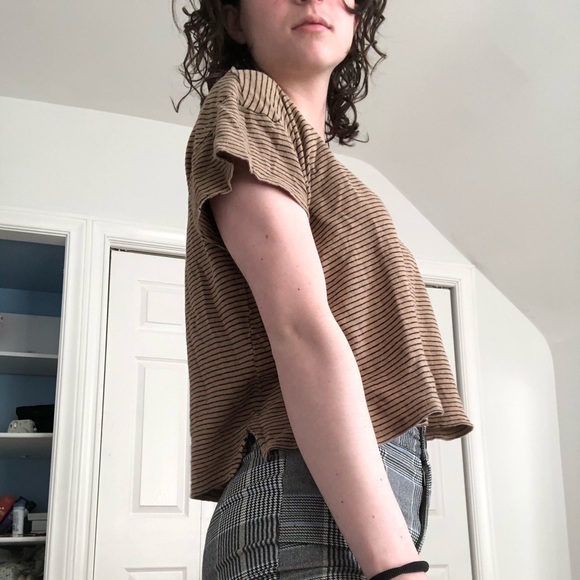 Brown and Black Horizontal Stripe Tee - Picture 2 of 4